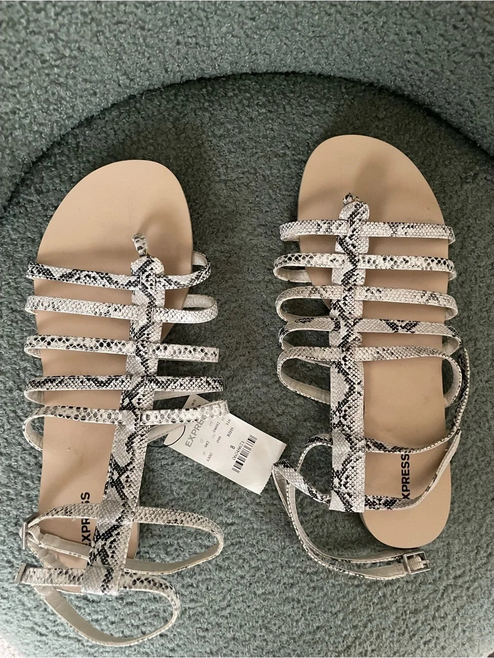 Express Snake-Print Strappy Sandals